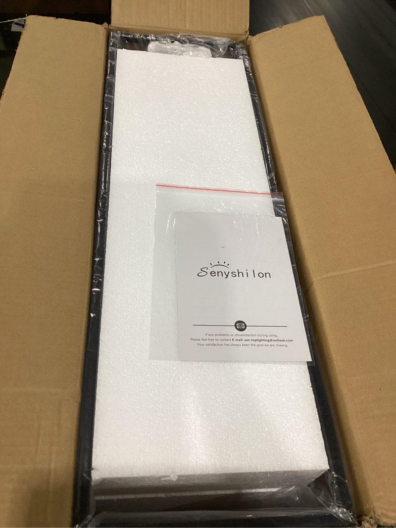 Condition photo showing New/Like New for Black Farmhouse Chandeliers for Dining Room, Rustic Kitchen Island Light Fixture, 4-Lighting Linear Pendant Lamp Kitchen Island with Glass Shade ?Apply to Dining Room Light fixtures Over Table Black L32" - 4 Light