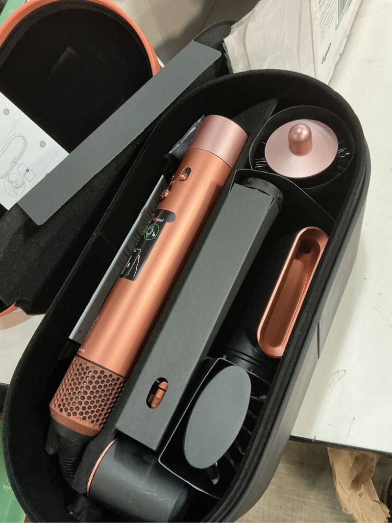 Condition photo showing As Is for Dyson Airwrap i.d.™ Multi-Styler, Allure Winner, Bluetooth Connected, No Heat Damage, 6-in-1 Versatility, Intelligent Hair Styler Complete Diffuse for Curly to Coily Hair - Amber Silk
