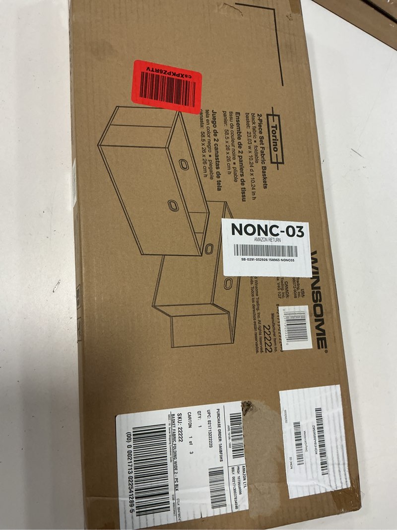 Condition photo showing New/Like New for winsome torino 2-pc set folding fabric baskets