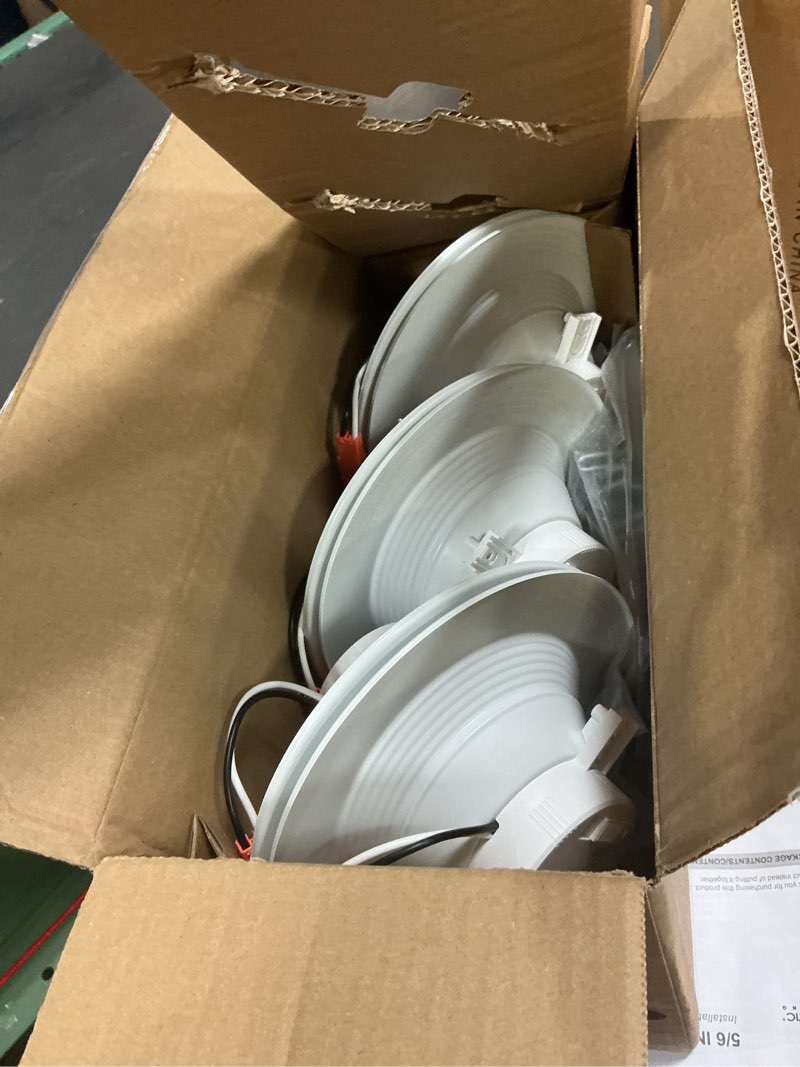 Condition photo showing Good Condition for energetic 5/6 inch 5cct led recessed light, 2700k-6500k selectable downlight, can lights with baffle trim, cri 90, wet rated, e26 base, 10.5w=85w, dimmable, simple retrofit installation, etl, 6 pack 2700k/3000k/4000k/5000k/6500k-5cct 6pack