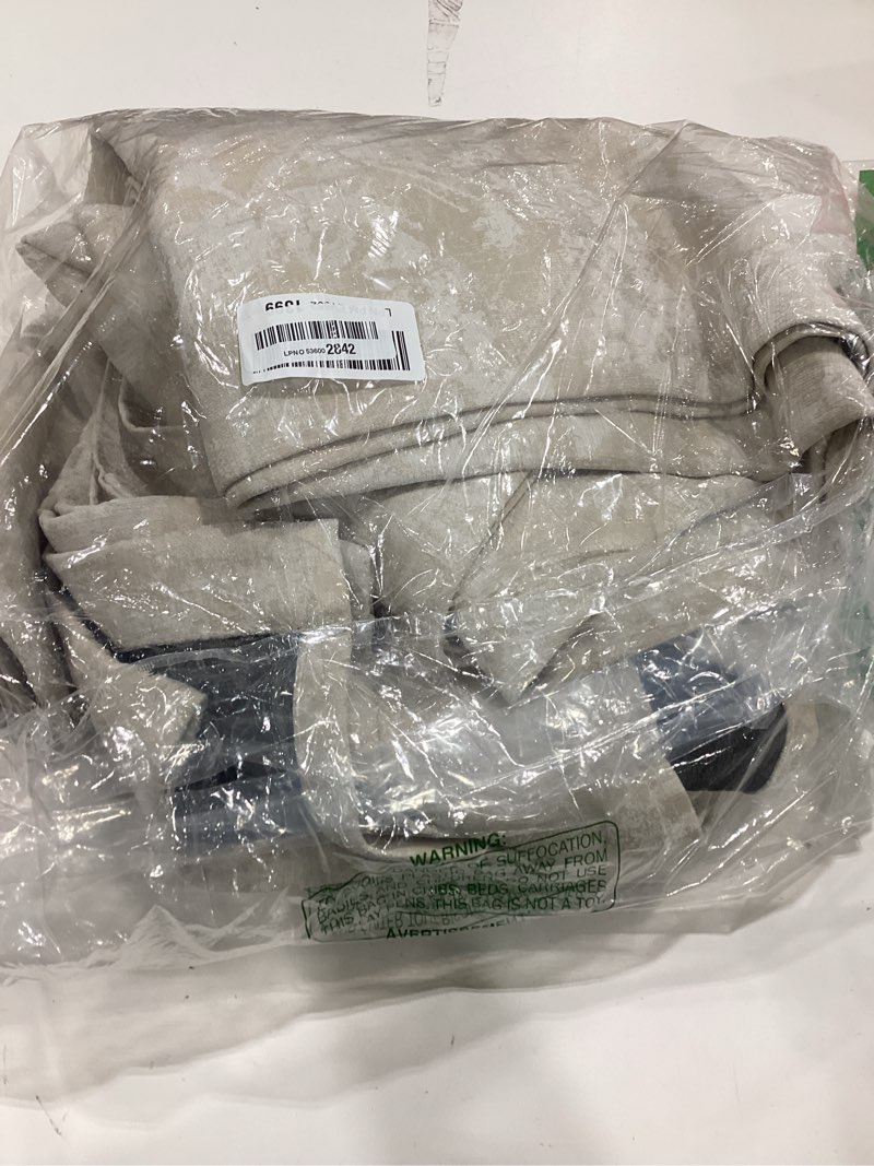 Condition photo showing New/Like New for beauoop beige floral jacquard blackout curtains 96 inches long 2 panels for bedroom living room chenille flower room darkening thermal insulated soundproof rod pocket back tab window drapes, 52x96 rod pocket | beige 52"w x 96"l (pack of 2)
