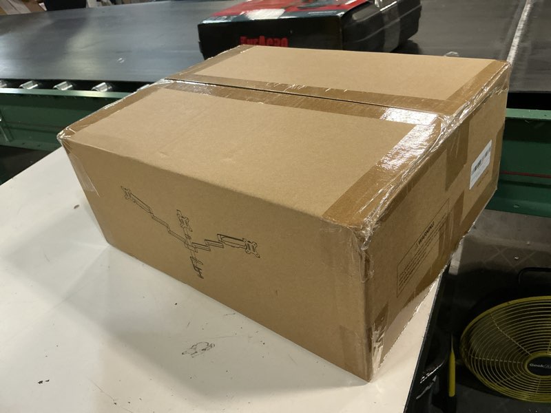 Condition photo showing New/Like New for triple monitor desk mount, 3 screen arms for flat/curved screens up to 27 inch, hold up to 17.6lbs each, fully adjustable gas spring monitor stand, vesa 75x75/100x100