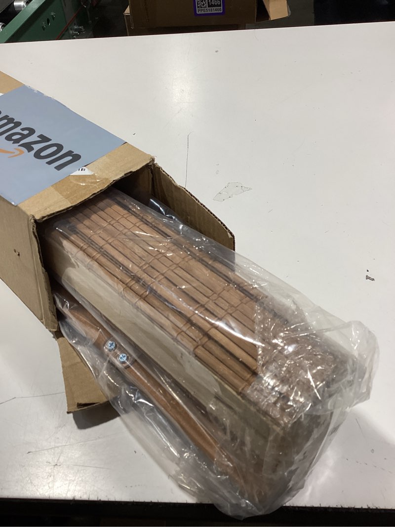 Condition photo showing Good Condition for lazblinds cordless bamboo roman shades, light filtering window treatment, roll up bamboo blinds for windows, 31'' w x 60'' h light filtering - squirrel 31'' w x 60'' h