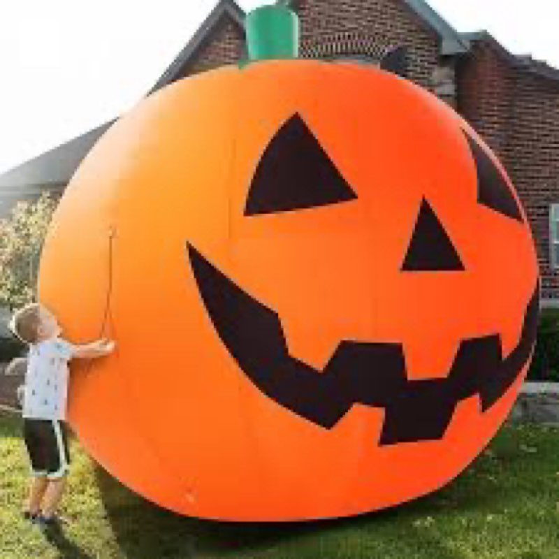 zpisf 10 ft halloween inflatables giant pumpkin with rotating leds outdoor decorations, blow up pump