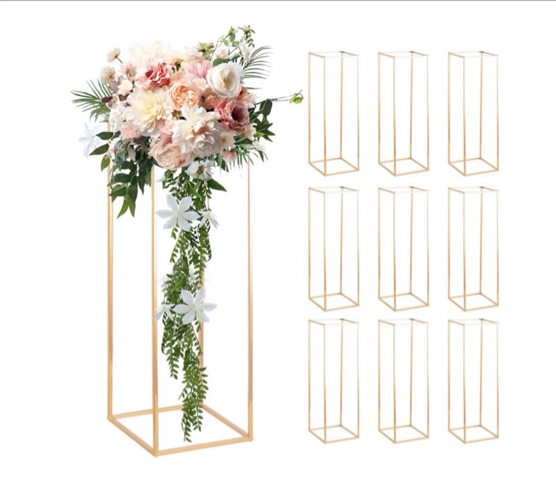 SOCROTO 32in Tall Metal Column Wedding Flower Stand - 10pcs Large Centerpieces for Event Party Home 