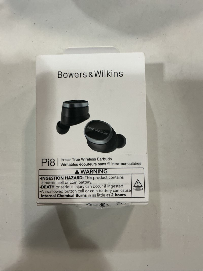 Condition photo showing New/Like New for bowers & wilkins pi8 bluetooth wireless earbuds (anthracite black), in-ear bluetooth earphones with qualcomm chipset & aptx lossless, active noise cancelling earbuds, 3 built-in mics, 15-min charging