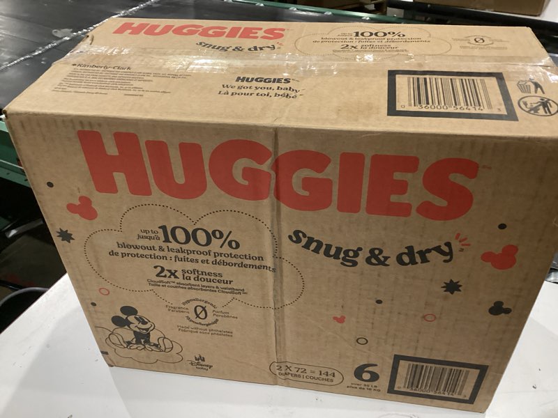 Condition photo showing New/Like New for huggies snug & dry disposable diapers - econ+ pack - size 6 - 144ct