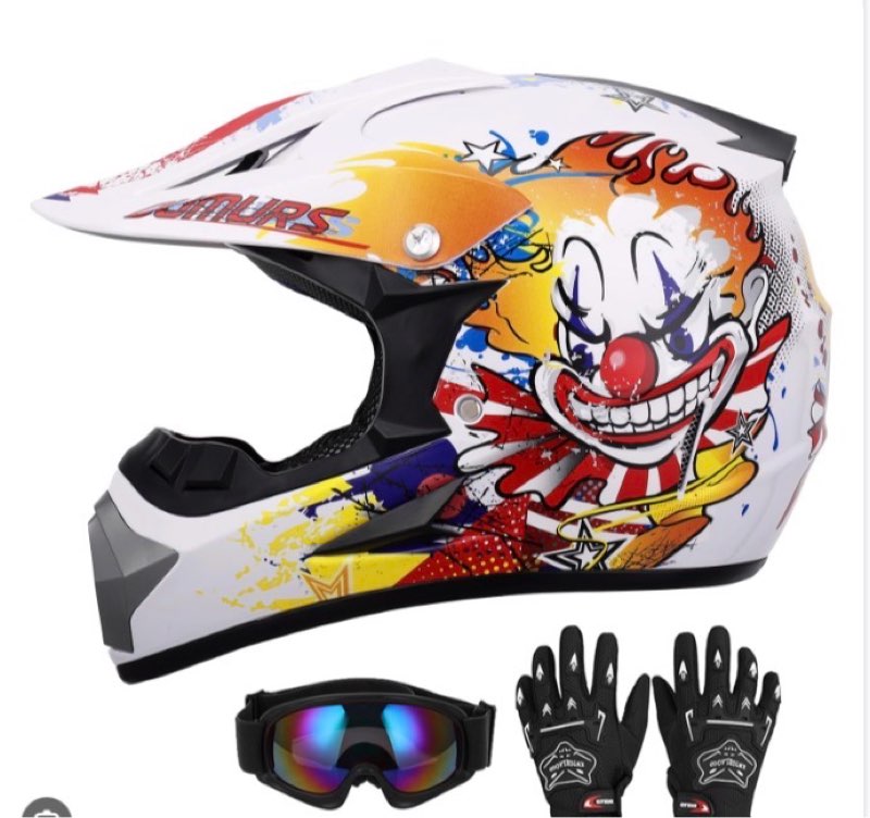 oumurs dot youth dirt bike helmet with goggles & gloves for 5-14 years old, kid atv helmets for yout( size l) 