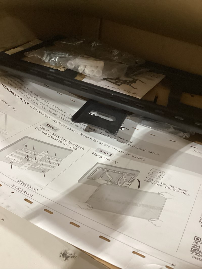 Condition photo showing As Is for monTEK 1.1" Ultra Slim TV Wall Mount for 37-75 Inch TVs, 132lbs Heavy Duty, 4X Weight Tested, Full Motion Articulating Bracket, Max VESA 400x400mm, Fits 16/18" Studs