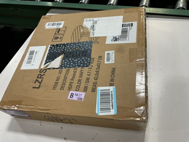 Condition photo showing New/Like New for lzrs round adirondack side table double end table, outdoor side tables for patio, backyard,pool, indoor companion, easy maintenance & weather resistant(navy blue) d:round double layer navy blue