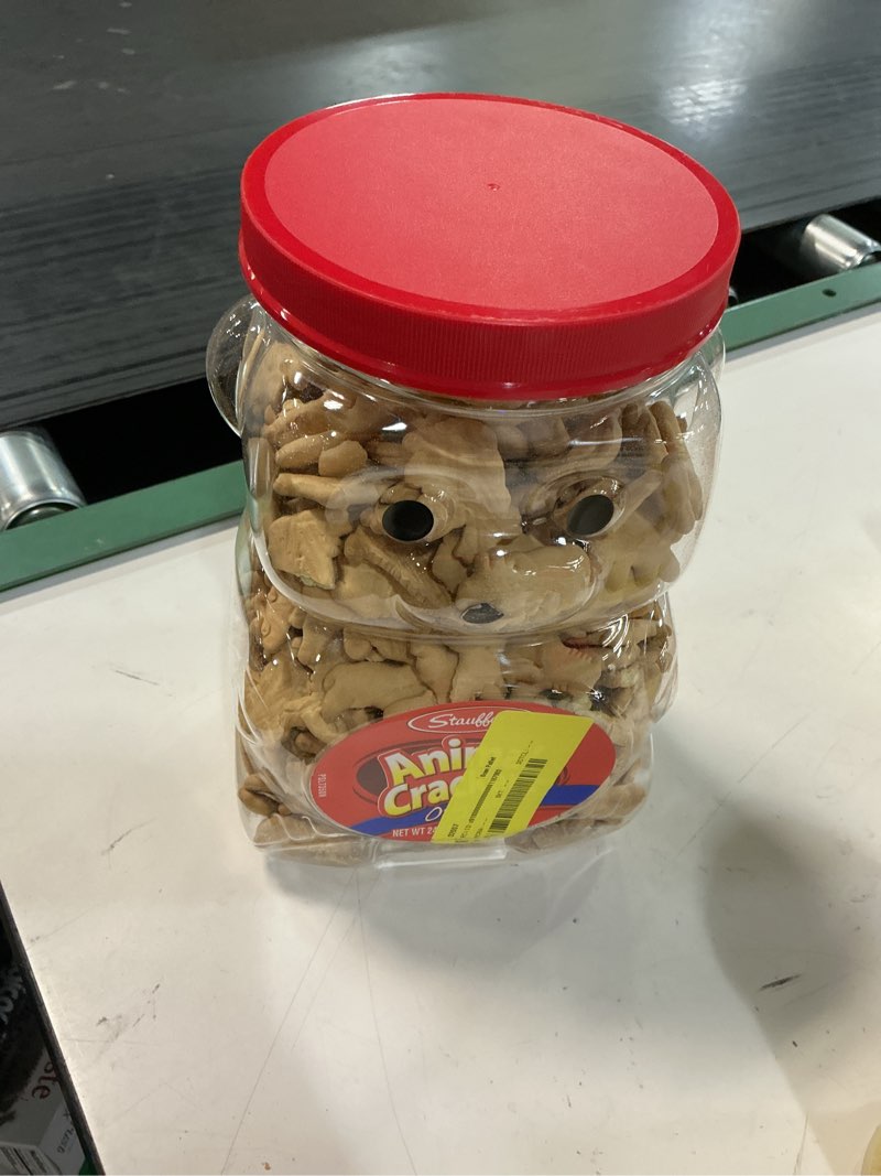 Condition photo showing As Is for (best by 17 / nov / 26 ) office snax stauffer's bear shaped animal crackers, 24 ounce, brown (11037)