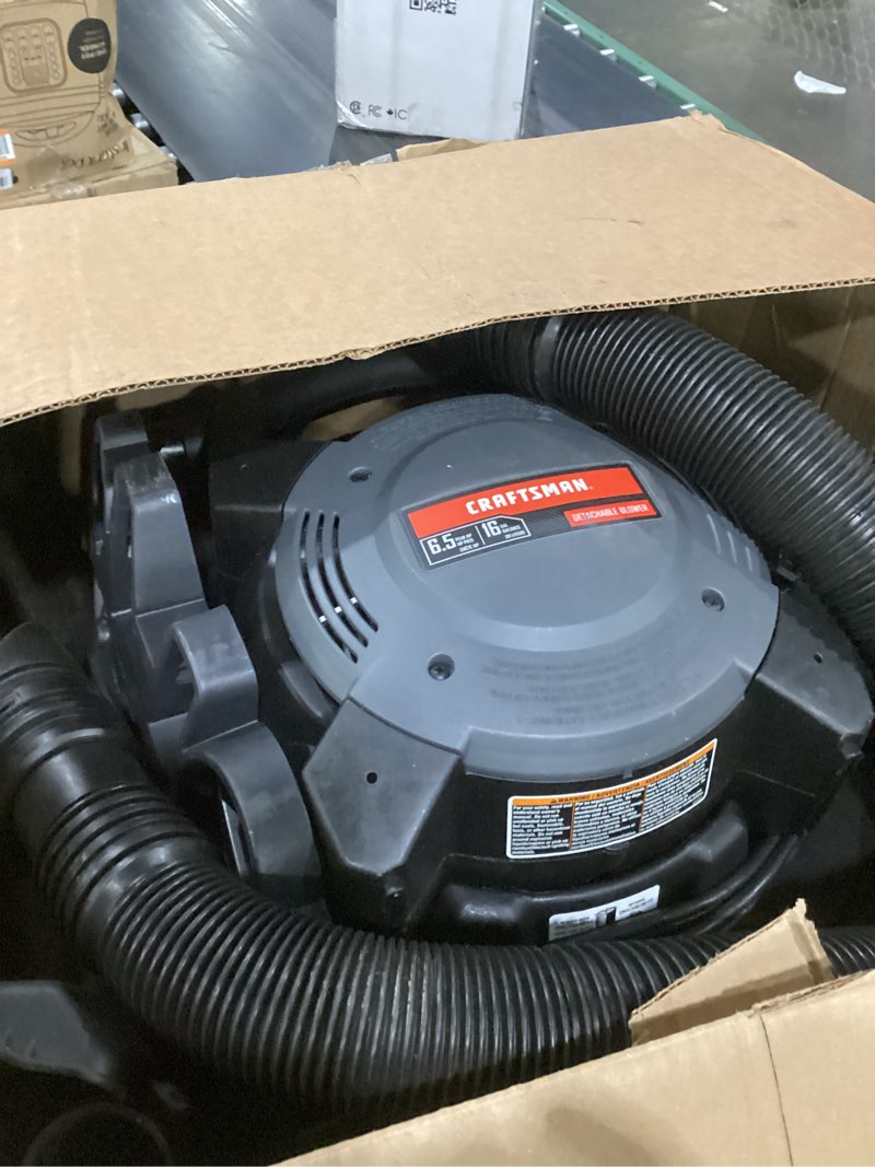 Condition photo showing As Is for craftsman cmxevbe17607 16 gallon 6.5 peak hp wet dry vac with detachable leaf blower, portable shop vacuum wet and dry with filter, dust bag, hose and attachments for garage, outdoor cleaning