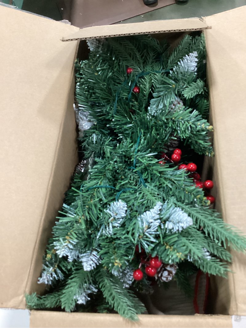 Condition photo showing As Is for 2 Pack Artificial Christmas Urn Filler,20" MUL-ti Color 50 LED Outdoor/Indoor Trees with 8 Modes & Auto Timer,Waterproof Battery Box & Stakes,Includes Pine Cones & Red Berries for Holiday Decor 20 Inches