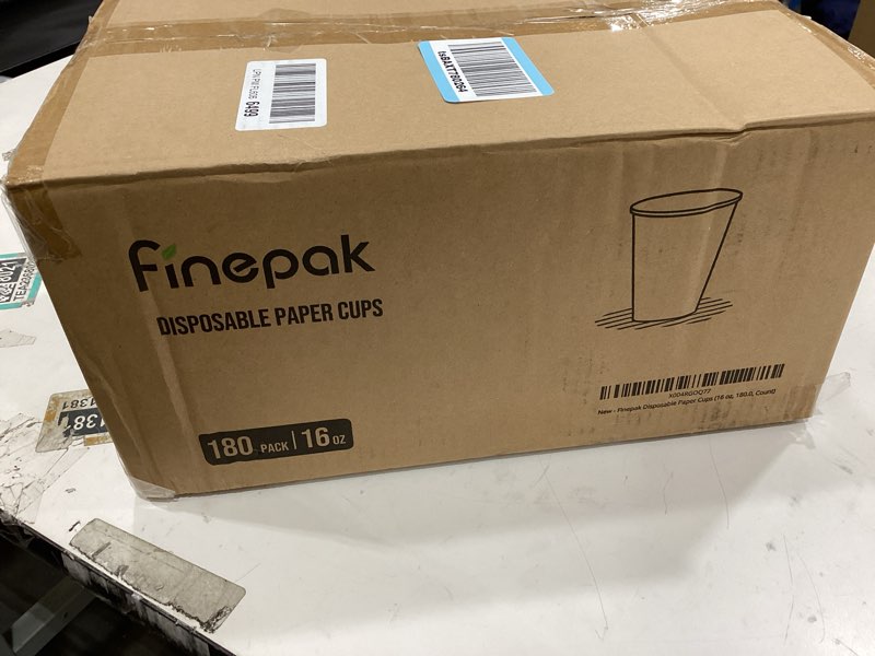 Condition photo showing New/Like New for 16 oz Coffee Cups Disposable White Paper Cups,180 Pack BPA Free Unbleached Disposable Cups, 300GSM Thickened Hot Cups, Leak Proof Drink Water Cups for Everyday Use Office Party Cafe Supply Essentials 16 oz_180 count
