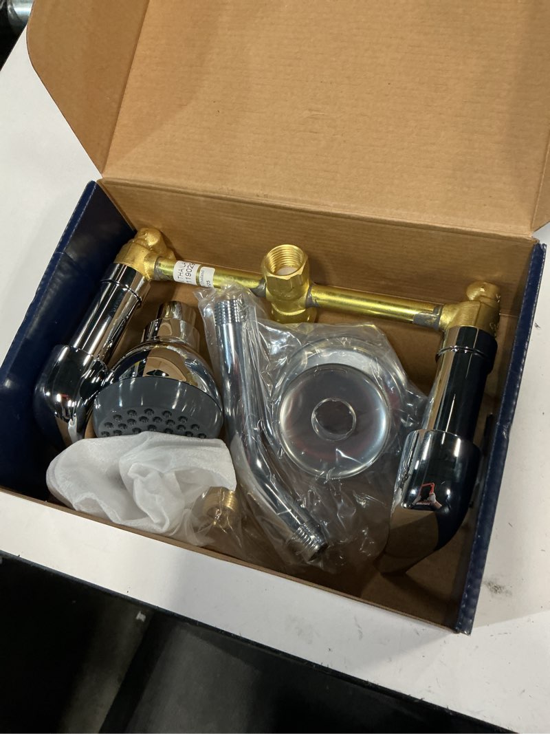 Condition photo showing As Is for project source rutland chrome 2-handle single function 3-in round bathtub and shower faucet with valve