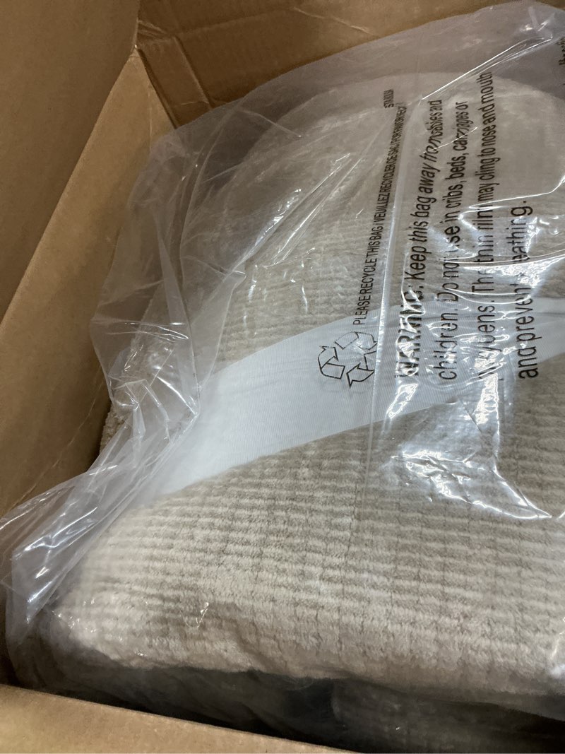 Condition photo showing New/Like New for UGG Comforter Set 5 Piece Bed in a Bag with Throw Blanket, Decorative Pillow, Shams, and Reversible Comforter Hypoallergenic Washable Luxury Warm Fluffy Bedding Set, Brown Birch, King Size (Remina) Beige King