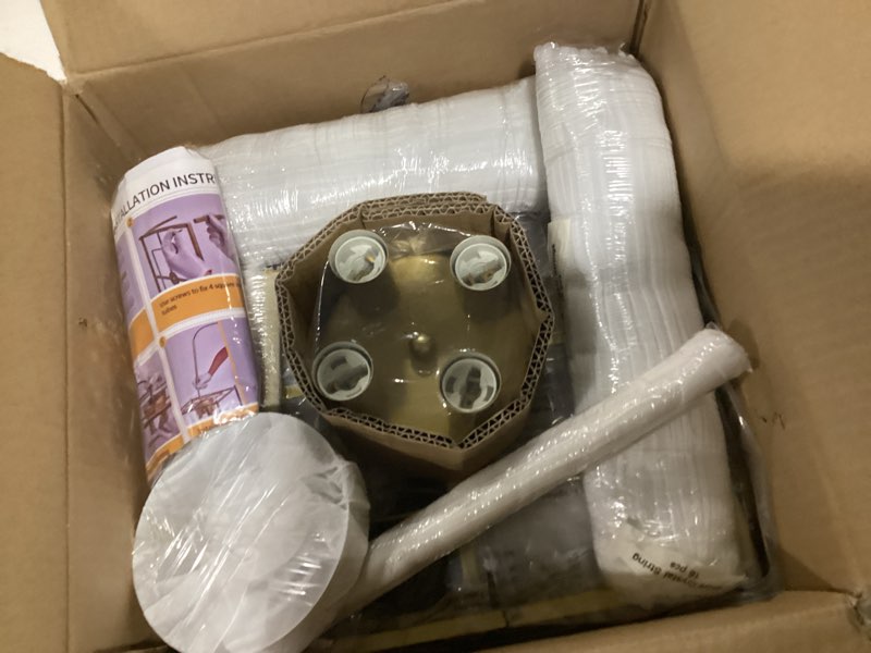 Condition photo showing New/Like New for Ejerlya Gold Crystal Chandelier Industrial Pendant Light 11.81 inch Square 4 Lights Modern Vintage Semi Flush Mount Ceiling Light Fixture for Kitchen Island Dining Room Living Room Bedroom Gold Square