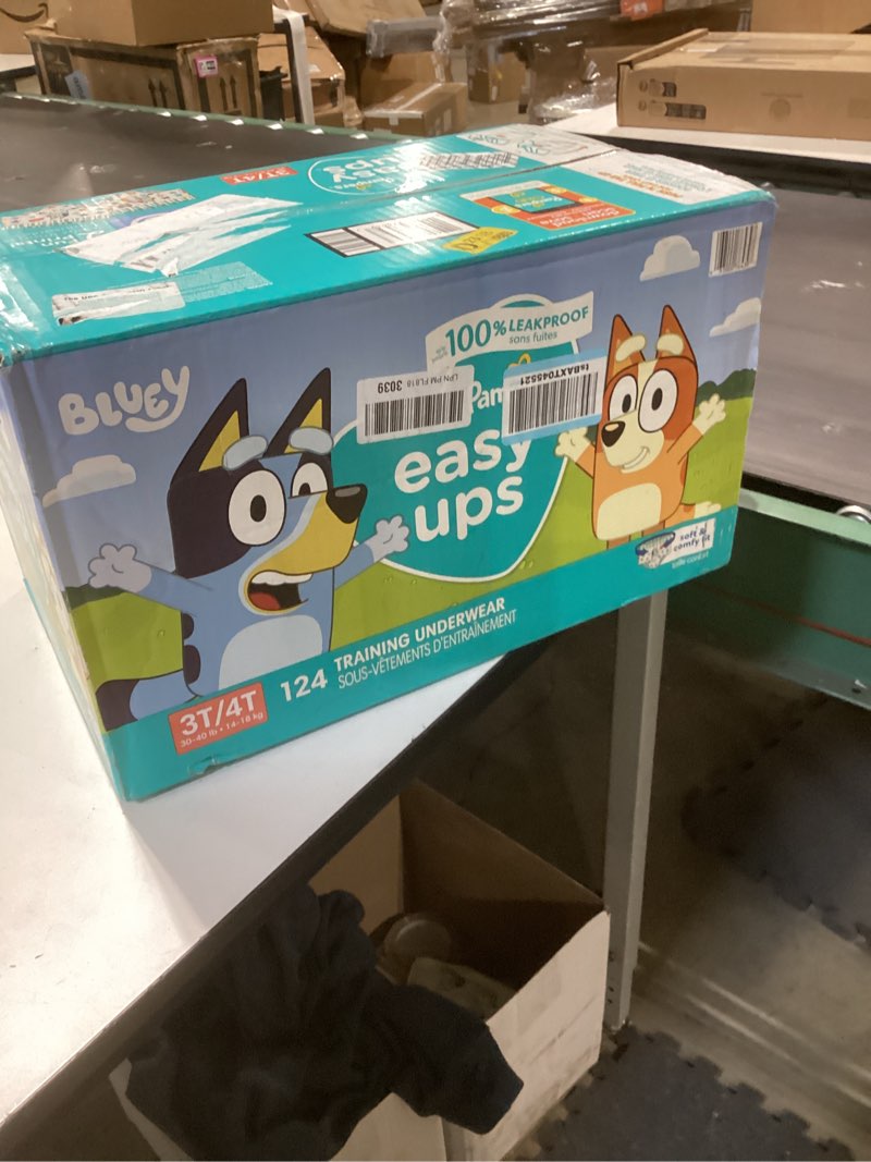 Condition photo showing New/Like New for pampers training pants - easy ups boys & girls bluey - size 3t-4t, 124 count, children's potty underwear (packaging may vary) 3t-4t 124