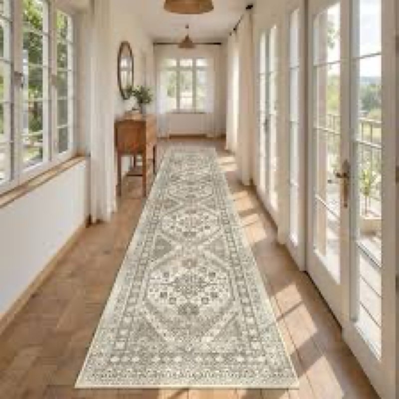 restydon 3x20 washable runner rug for hallway, non-slip long hallway runner for entryway, soft vinta