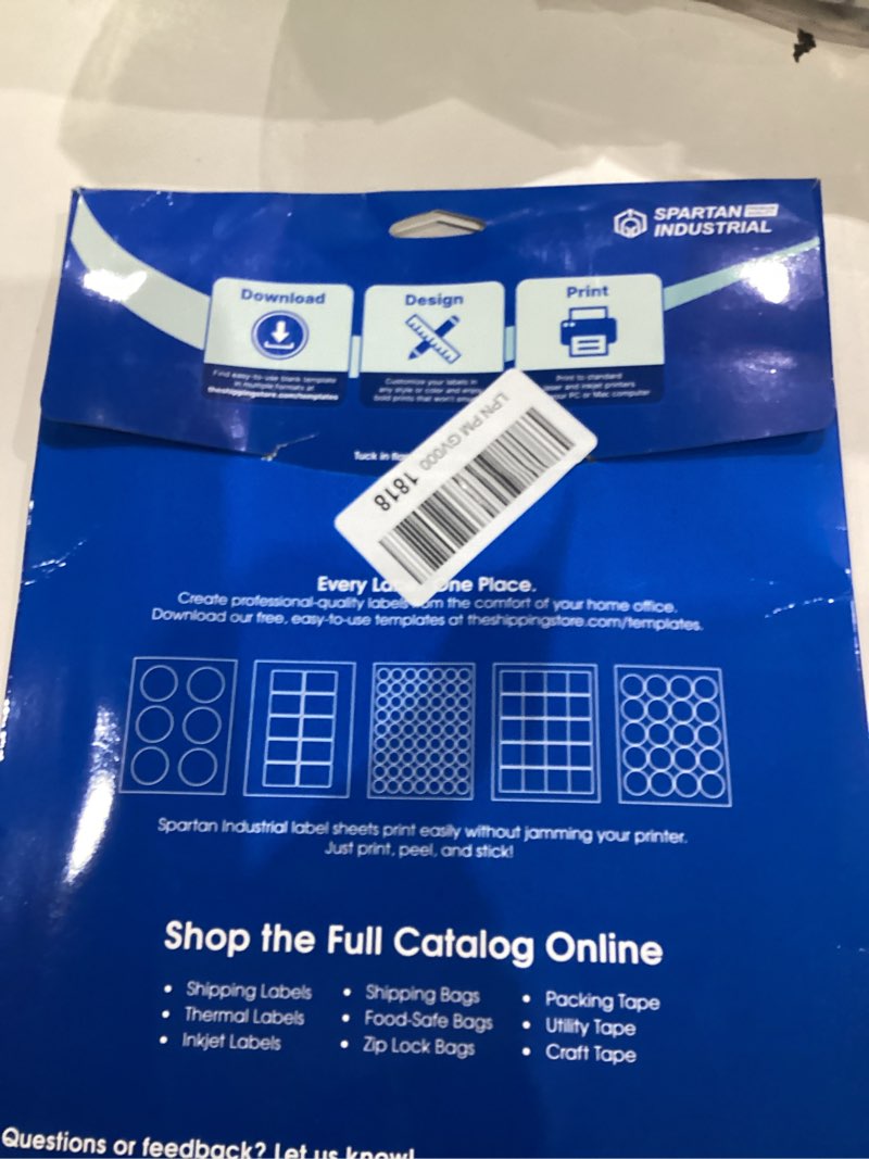 Condition photo showing New/Like New for 2 1/3" x 3 3/8" matte white printable labels for inkjet and laser printers - 30 sheets, 240 custom stickers, name tags, hello my name is stickers, shipping labels - spartan industrial template r013 3 3/8" x 2 1/3" 30 sheets