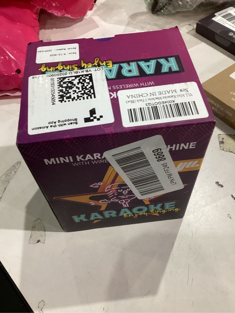 Condition photo showing Good Condition for Mini Karaoke Machine for Kids, Portable Speaker with 2 Wireless Microphones, 2025 Top Christmas Birthday Toys Gifts for Boys Girls 3 4 5 6 7 8 9 10 11 12 + Years Old Grandkids Family Party (Blue) Blue 2 Mic