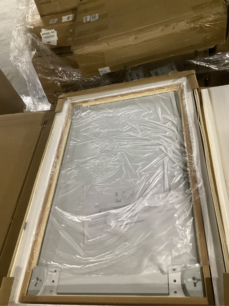 Condition photo showing Good Condition for 32"x20" solid wood bathroom mirror, rustic wood frame wall mirror for house decor, rectangle farmhouse bathroom vanity mirror bedroom living room entryway, explosion-proof horizontal/vertical solid 32"l x 20"w