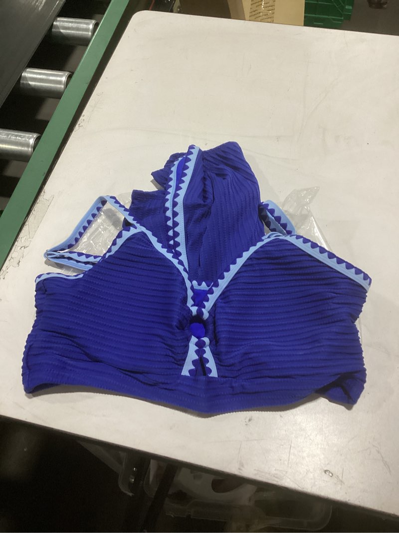 Condition photo showing Good Condition for herseas women's textured bikini sets o ring swimsuits whip stitch high waisted bathing suits 2026 summer beach wear x-large royal blue
