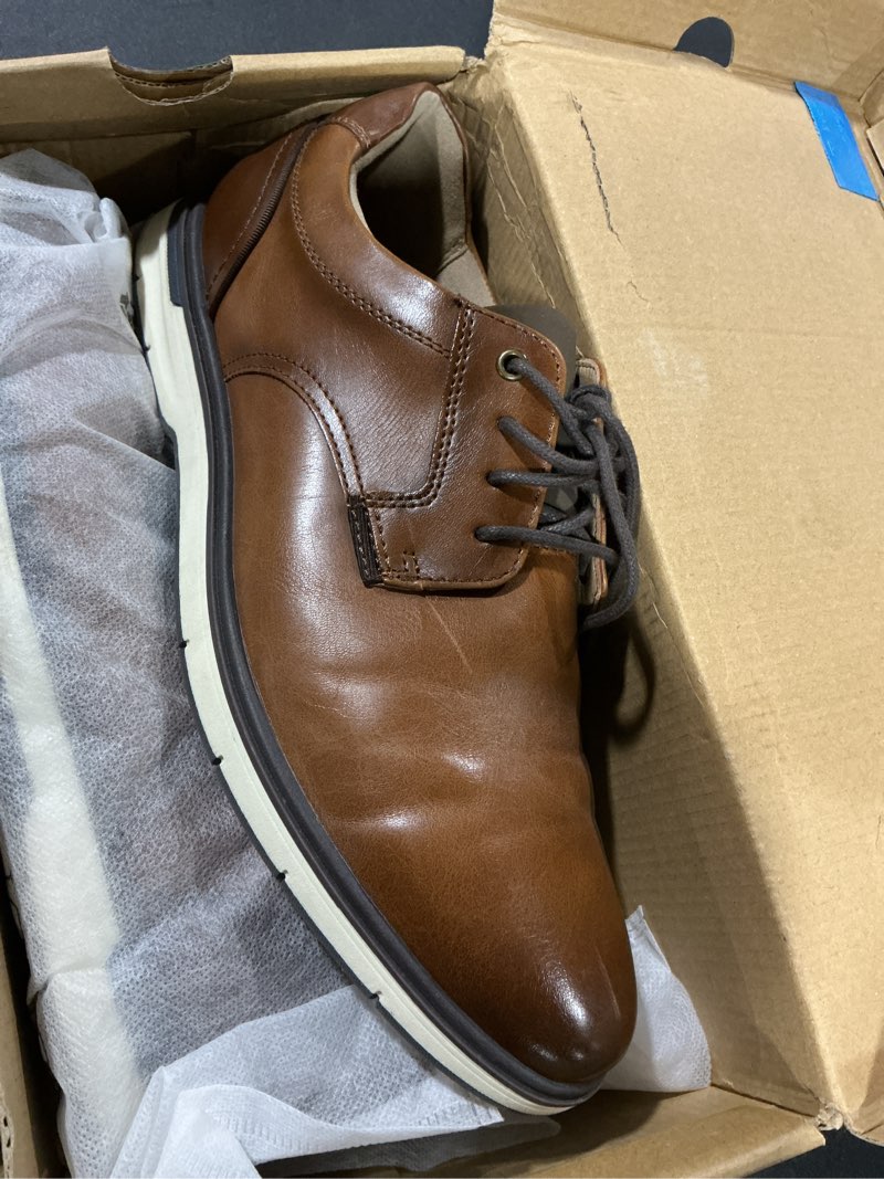 Condition photo showing Good Condition for Size 10.5 Bruno Marc Men's Classic Leather Dress Shoes Comfort Oxfords Business Formal Lace Up Shoes Light Brown