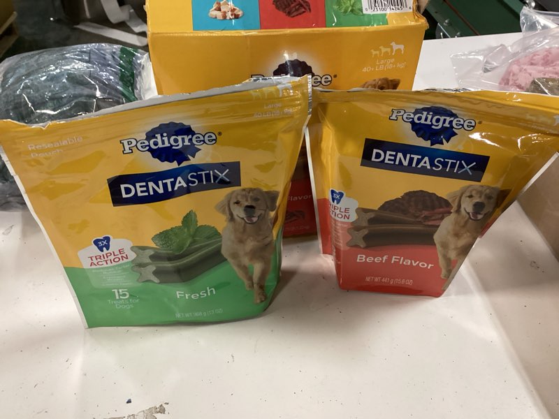 Condition photo showing As Is for Pedigree Dentastix Large Breed Dog Treats, Original, Beef & Fresh Flavor, 2.73 lb. Variety Pack (51 Treats) Variety Pack 51 Count (Pack of 1) (best by 1/2027)