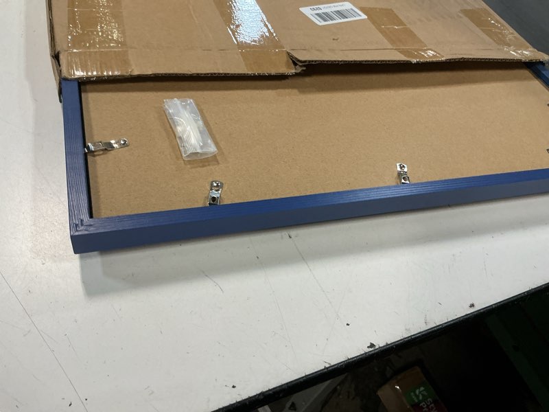 Condition photo showing Good Condition for wyooxoo 16x20 picture frame dark blue solid wood photo frames display pictures 12x16 with mat or 16x20 without mat colorful frame for tabletop display or wall dark blue 16" x 20" ( 1 pack )