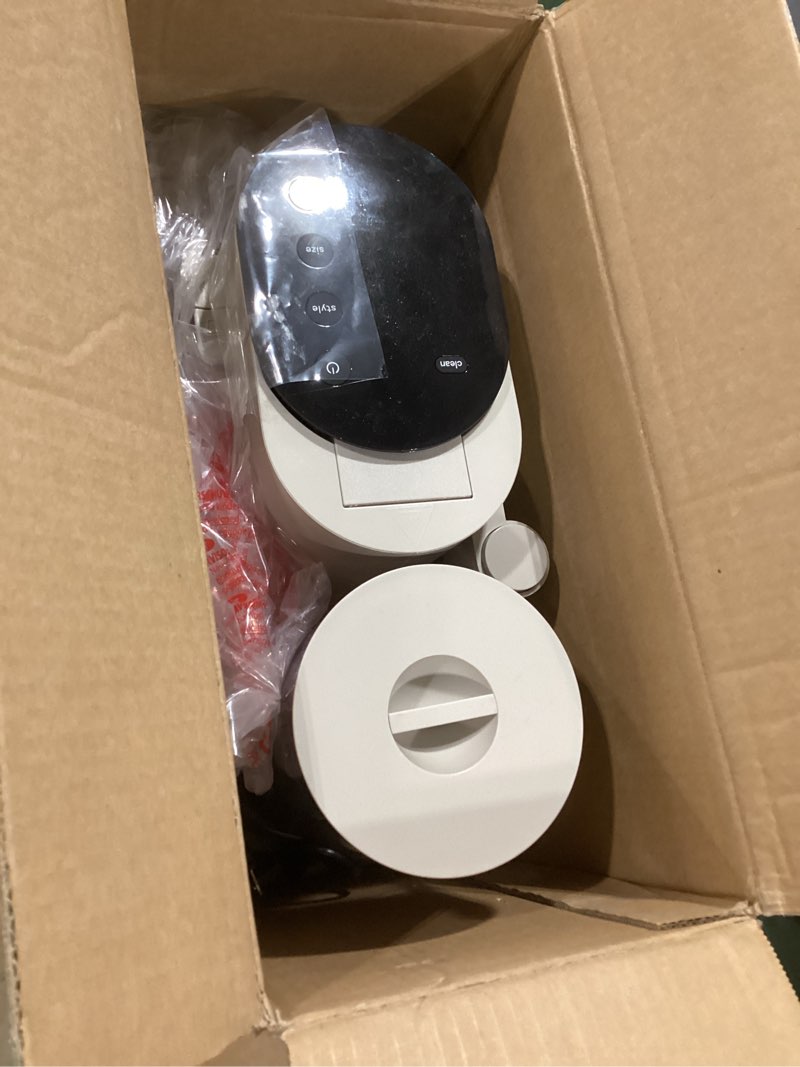 Condition photo showing As Is for ninja pod & grounds specialty single-serve coffee maker, k-cup pod compatible, brews grounds, compact design, built-in milk frother, 56-oz. reservoir, 6-oz. cup to 24-oz. mug sizes, stone, pb051st