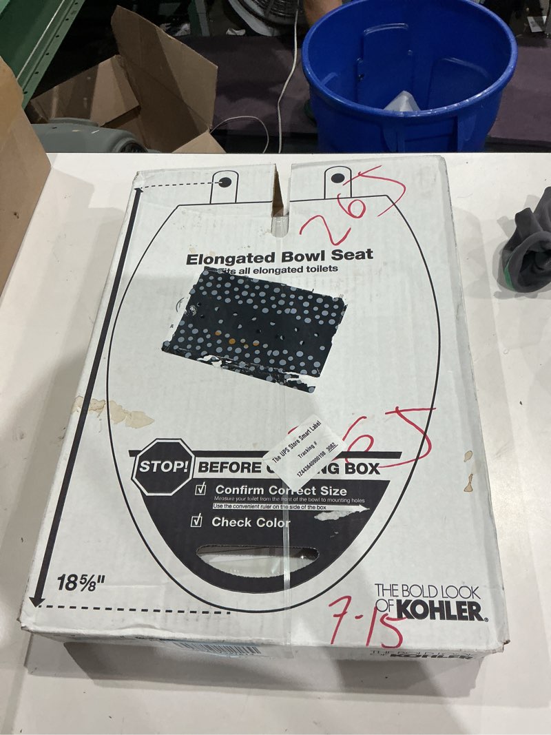 Condition photo showing New/Like New for kohler 20110-0 brevia, slow close toilet seat, elongated toilet seat, grip-tight bumpers quick-attach hardware, white white elongated quiet-close
