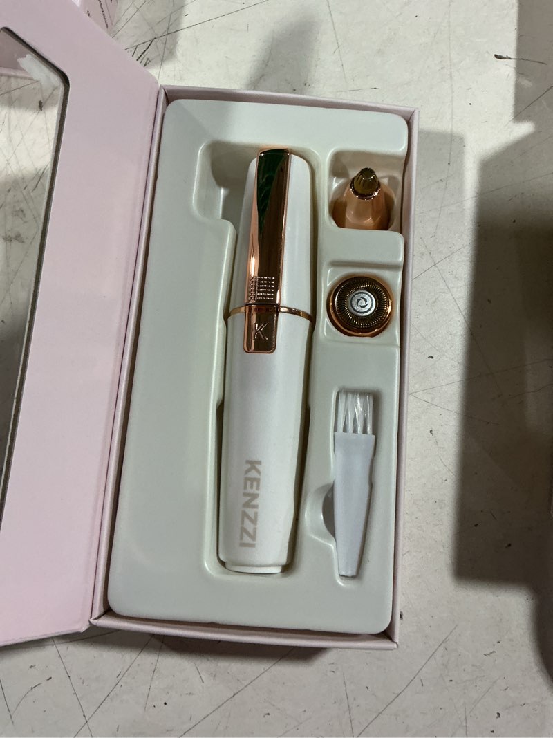 Condition photo showing Good Condition for kenzzi 2-in-1 rechargeable women’s face electric shaver and facial hair remover with eyebrow trimmer, white and rose gold
