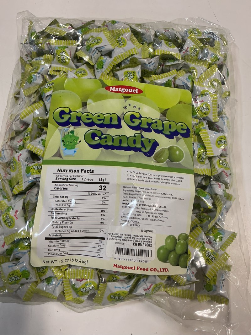 Condition photo showing New/Like New for Matgouel_Korean Green Grape Candy Bulk 5.29 lb (2.4 kg) about 300 Counts | Individually Wrapped for Parties, Events, and Candy Buffets ???? ??