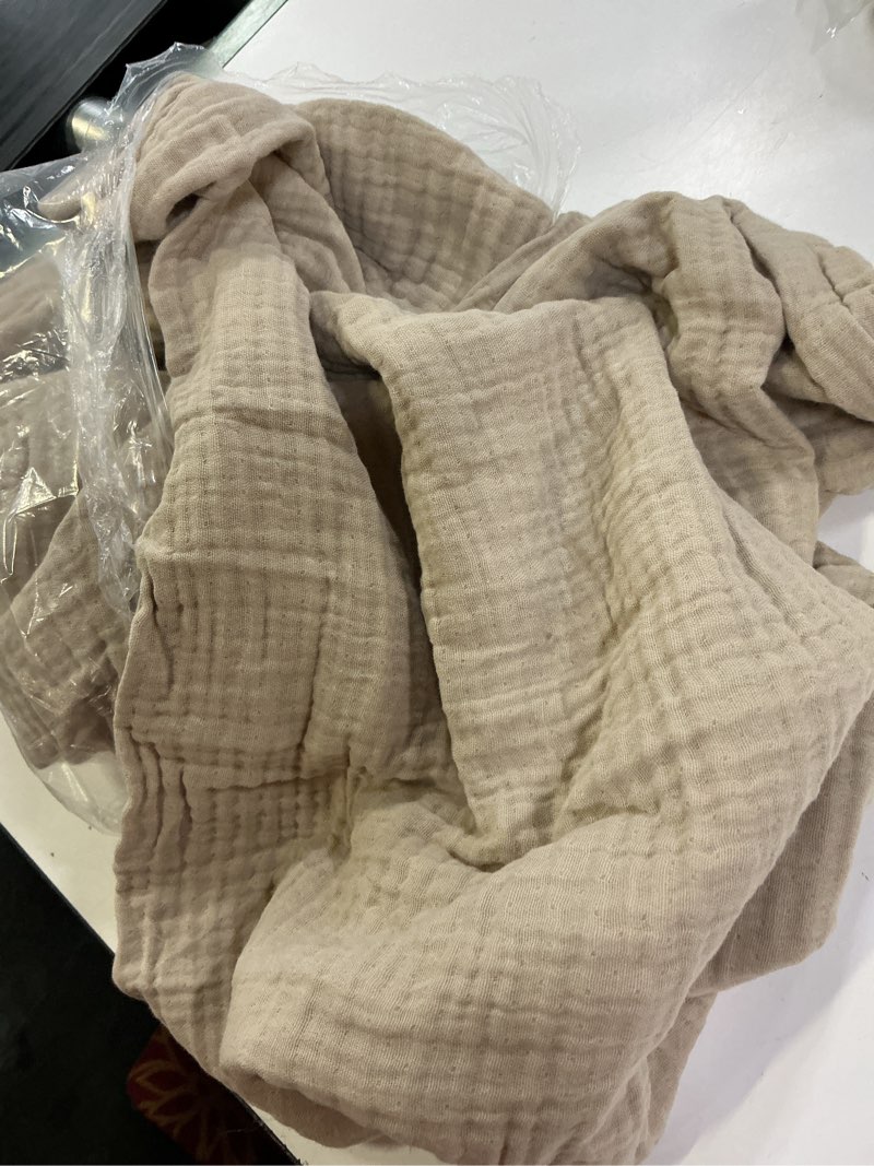 Condition photo showing As Is for organic cotton gauze sham set, standard, dune