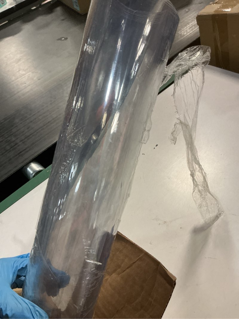 Condition photo showing As Is for Clear Table Protector 40 x 76 Inch, 1.5mm Thick Plastic Table Cover, Waterproof PVC Clear Table Cover Protector, Desk Protector Mat, Writing Desk Pad for Desktop, Coffee & Dining Room Table 40" x 76" (Rectangular) Crystal Clear