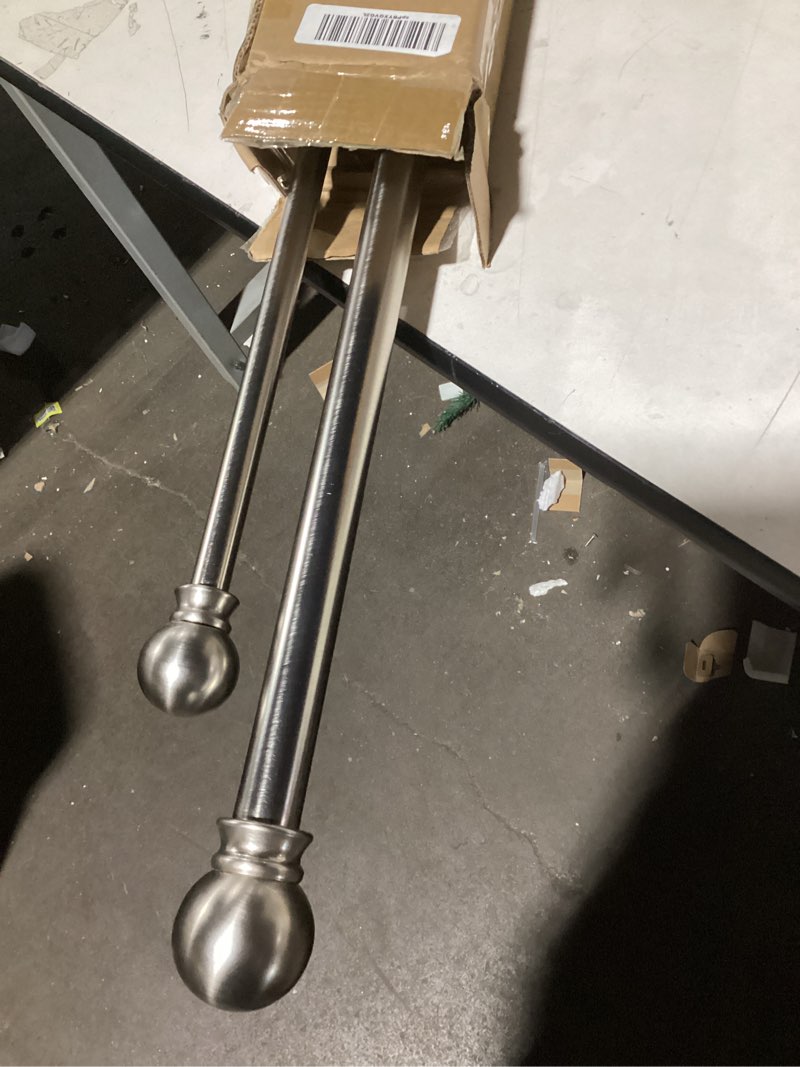 Condition photo showing Good Condition for Brushed Nickel Double Curtain Rods 36-72 Inch,1’’Front and 5/8’’Back Double Drapery Rod with Small Round Ball and Aluminum Brackets, Adjustable Dual Window Rod for Sheer/Blackout Curtains 36-72" Brushed Nickel