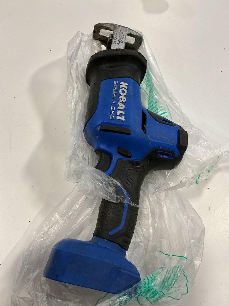 Condition photo showing As Is for Kobalt 24-volt Variable Speed Brushless Cordless Reciprocating Saw (Battery Not Included)