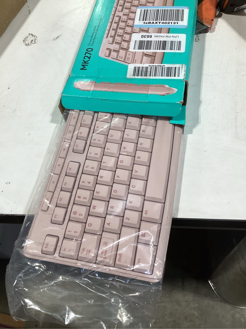 Condition photo showing New/Like New for Logitech MK270 Wireless Keyboard and Mouse Combo for Windows, 2.4 GHz, 8 Multimedia Keys, PC, Laptop, Wireless Keyboard Compact Mouse Combo - Rose Rose 1 Pack Combo