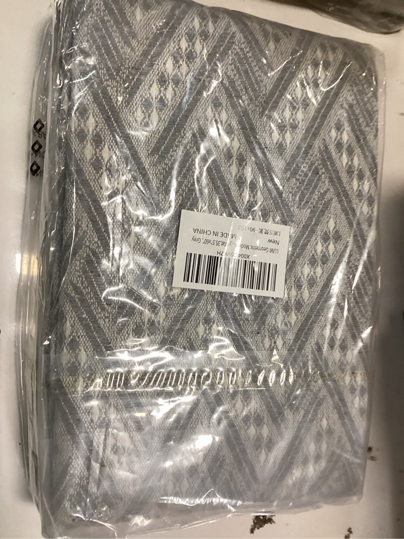 LUMI 2.9x5 Door Mat Indoor Entrance with Non Slip Rubber Backing, Grey Front Thin Mats Low Profile, 