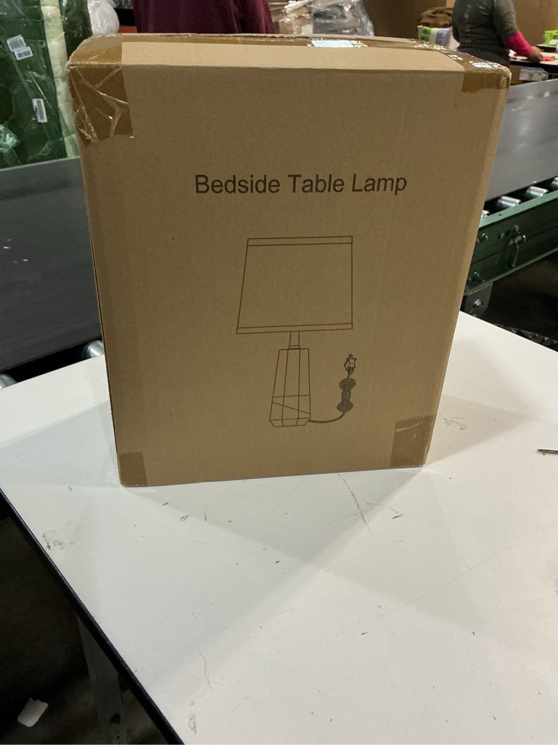 Condition photo showing New/Like New for GyroVu 3 Color Temperature Adjustable Table Lamp, Ceramic Lamp Set of 2, Lamp for Nighstand, Bedside Lamps with Rotary Swtich, Nightstand Lamp for Living Room Bedroom Office, Bulbs Included-Brown B Creamy+Brown;Oat Lampshade