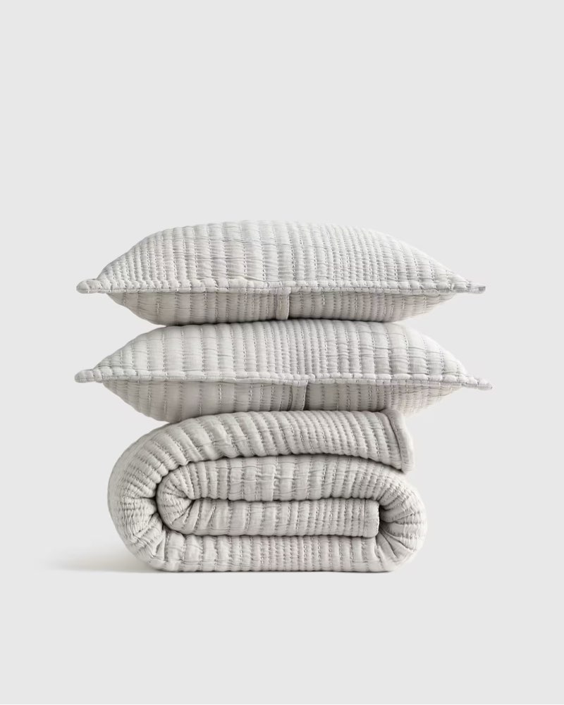 organic cotton channel stitch coverlet set queen color cloud 