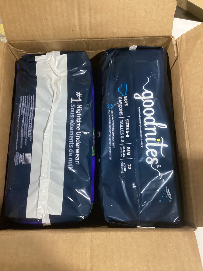 Condition photo showing New/Like New for Goodnites Boys' Nighttime Bedwetting Underwear, Size S/M (43-68 lbs), 44 Ct (2 Packs of 22), Packaging May Vary Small/Medium 44