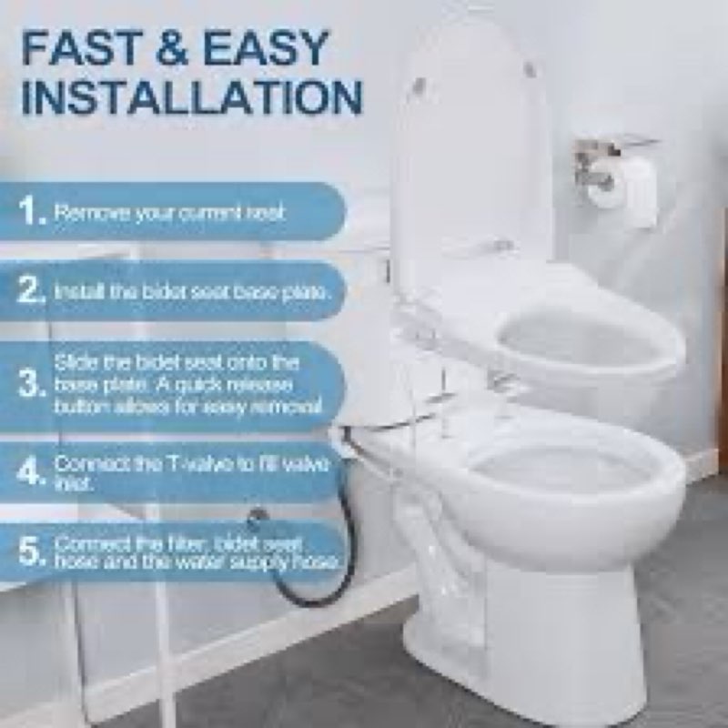 iytata electric bidet toilet seat, elongated, warm water with air dryer, heated seat and slow close 