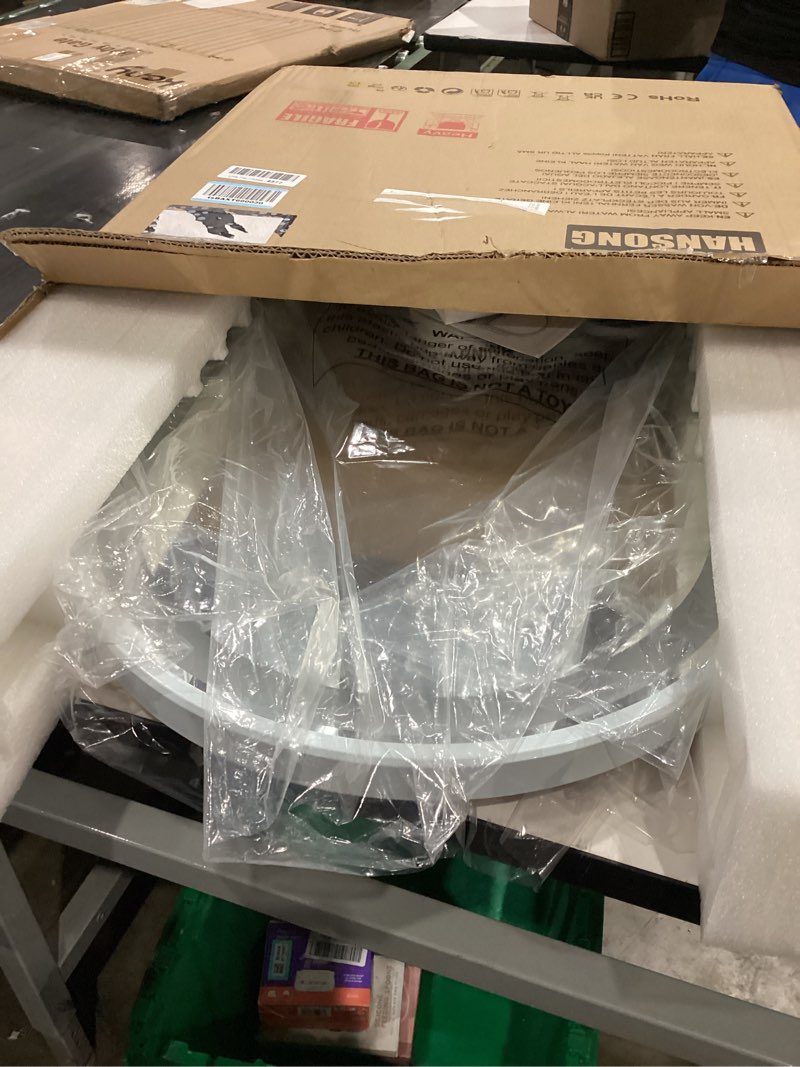 Condition photo showing Good Condition for hansong hollywood vanity mirror with lights 22.4"x23.4" arched lighted makeup mirror with lights 12 dimmable bulbs three color lighting modes detachable 10x magnification smart touch control white 23.4"l x 22.4"w