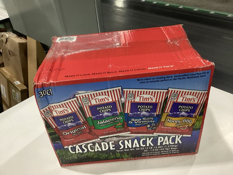 Condition photo showing New/Like New for Tim's Cascade Style Potato Chips, Variety Pack, 30 Count BEST BY JAN 26, 2026