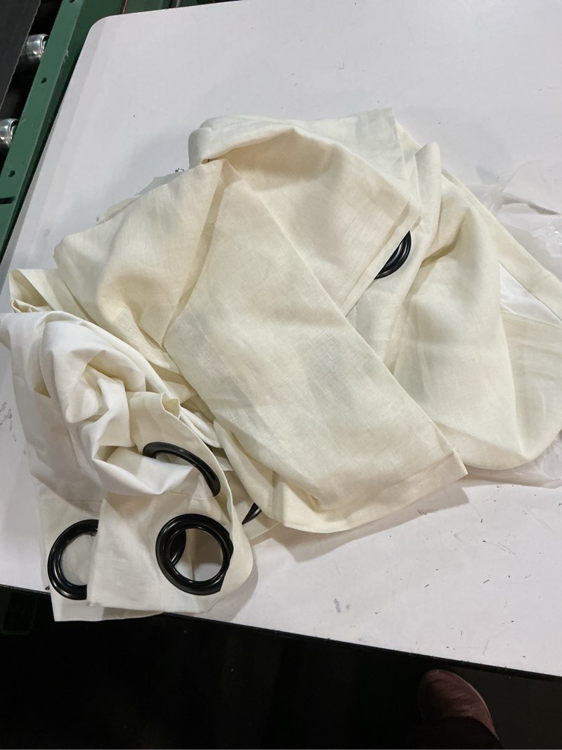 Condition photo showing Good Condition for quince european linen grommet curtain - single  1 panel ivory 48 in x84 in 