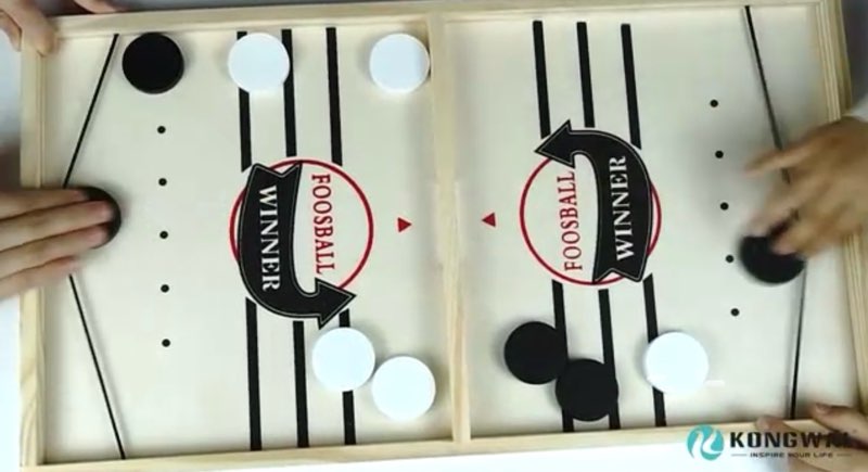 Fast Sling Puck Game for 2 Players, TMIYO Wooden Table Hockey Family Game for Kids or Adults, Super 