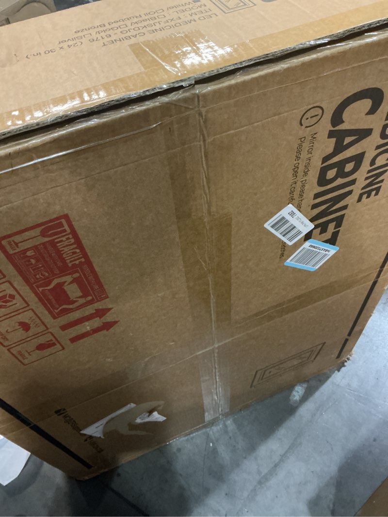 Condition photo showing Good Condition for tokeshimi 24x30 recessed medicine cabinet mirror with lights tempered, 3-color stepless dimmable led mirrored medicine cabinet defog and electrical outlets, white modern 30"l x 24"w white