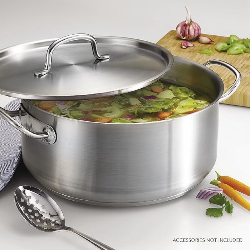 tramontina pro-line stainless steel 9-quart dutch oven pot with lid, nsf-certified